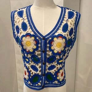 Vintage Crochet Flower Vest